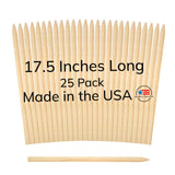 25 Pack Wooden Garden Stakes, 17.5" Long x 3/4" Wide, Made in USA Pine Plant Markers, Chisel Point Yard Stakes for Gardening, Landscaping, Row Labels, Signs & Crafts