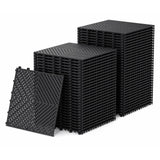 Jocoevol 60-Pcs Interlocking Tile, Indoor/Outdoor Drainage Interlocking Floor Tiles 11.8" x 11.8", Anti-Slip Waterproof Soft PVC Splicing Flooring Tile for Garage Patio Pool Bathroom, Black
