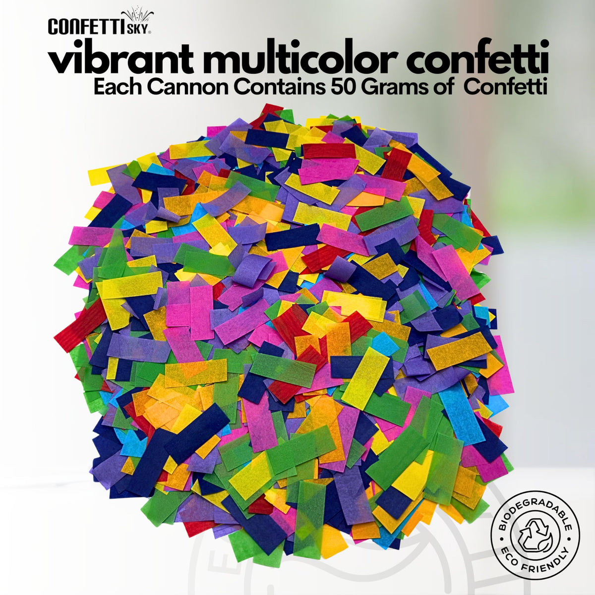 Confetti Sky [6 Pack] Confetti Poppers Cannon | Multicolor Biodegradable