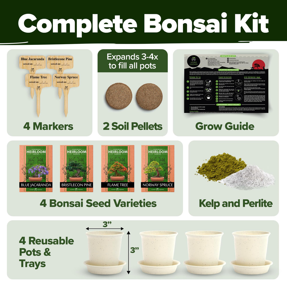 Bonsai Tree Kit 𝗨𝗦𝗔 Gifts for Men & Women - Grow 4 Bonsai Trees - Unique Gardening Crafts for Adults, DIY Hobbies for Plant Lovers & Gardeners - Unusual Christmas Gift Ideas for Mom & Dad