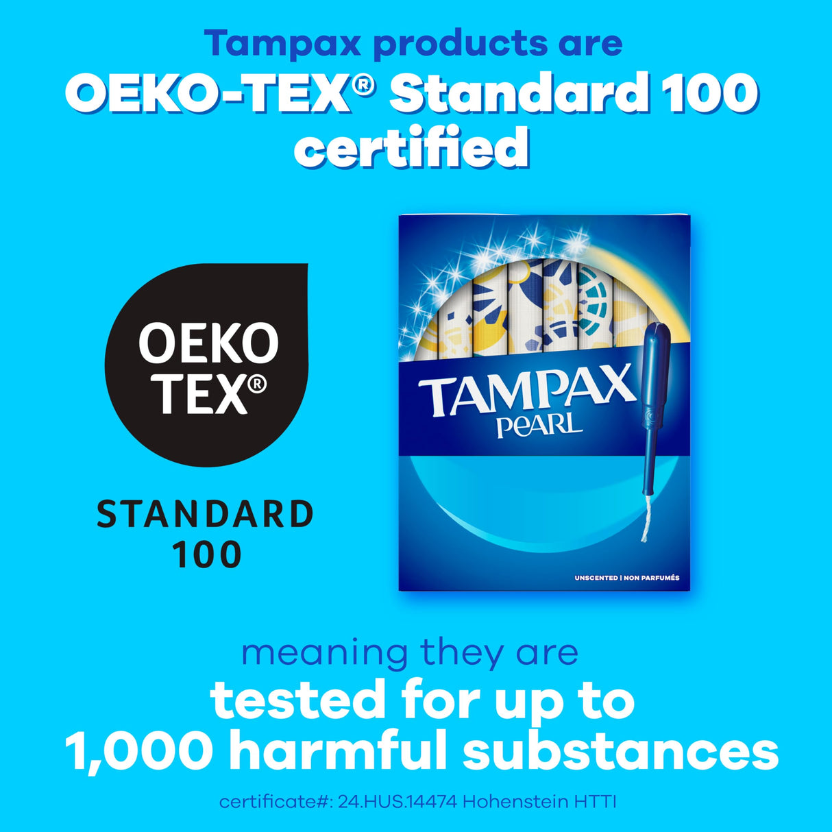 Tampax Pearl Tampons Regular Absorbency, with Leakguard Braid, Unscented, 50 Count x 2 Packs (100 Count Total)