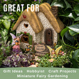 PRETMANNS Fairy House Kit - Fairy Garden Accessories for Outdoor Miniature Village Decor, with Fairies & Sign - House, 7’ High & Door can Open Wide - 4 Piece Supplies