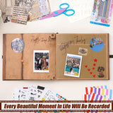 Adventure Book Scrapbook Photo Album,Retro Style Embossed Letter Cover Travel Diary Journal Scrap Book Kit For Couples,Memory Book For Anniversary Wedding,Christmas