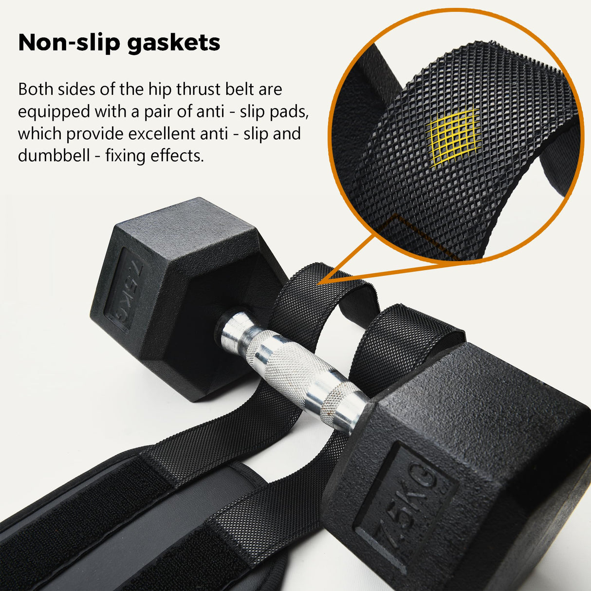 HOOJAKU Hip Thrust Belt, Easy to Use with Dumbbells, Kettlebells, or Plates, Booty Belt for Hip Thrust with Slip-Resistant Padding for the Gym, Home and Workouts