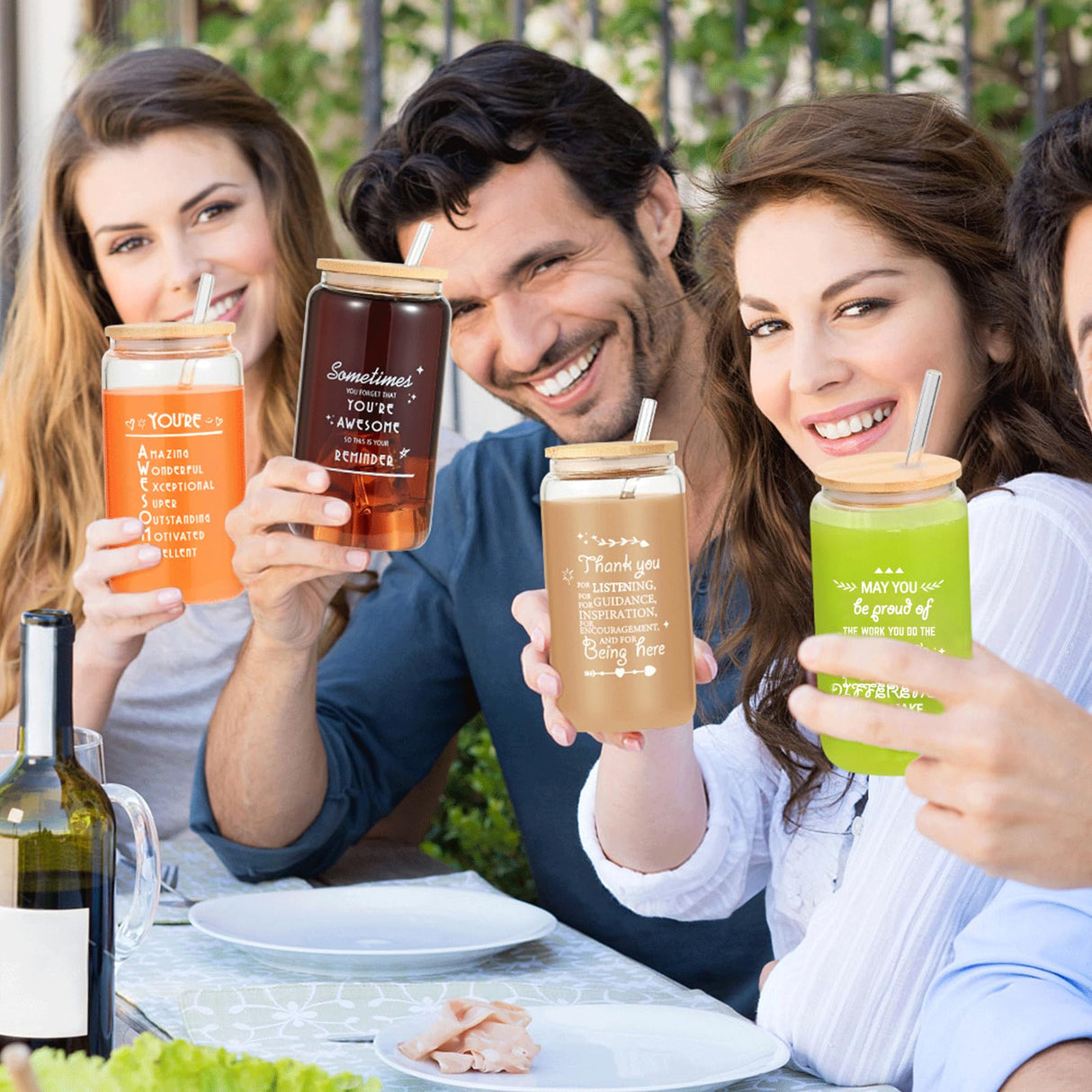 OLSUNOR 6 Set Employee Appreciation Gifts Bulk, Personalized Inspirational Thank You Gifts for Christmas Staff Coworker 16 oz Can Shaped Beer Glass Cups, Gift Box and Card for Team Women Men Teacher