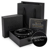 Quijuzo To My Dad Braided Leather Bracelet, Meaningful Gift for Dad from Daughter Son, Mens Double Layer Genuine Leather Wristband Fathers Day, Unique Gifts for Men with Luxury Gift Box & Sentimental Message Card, Ready to Gift