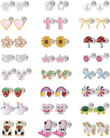 24 Pairs Hypoallergenic Screw Back Earrings for Girls Kids Women