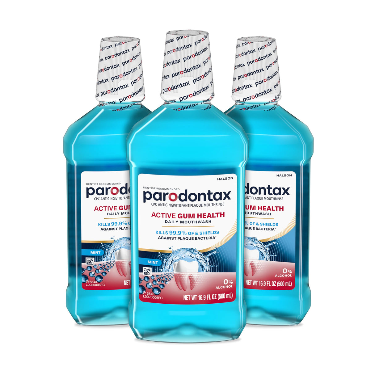 Parodontax Active Gum Health Mouthwash, Antiplaque and Antigingivitis Mouthwash, Mint, 3x16.9 Fl Oz