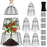 6 Pack Garden Cloche Plant Protectors from Animals, Adjustable 3-Tier Chicken Wire Plant Cages for Outdoor Plants, Stackable Metal Garden Cloches Keep Rabbits, Squirrels & Birds Away, 17.3" x 11.4"