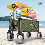 BLINTHAR Beach Wagon with Big Wheels for Sand, Heavy Duty Harder Sand Collapsible Folding Wagon with All-Terrain 9" Pneumatic Ballon Tires, Utility Wagon for Garden Sports Camping Outdoor Activities