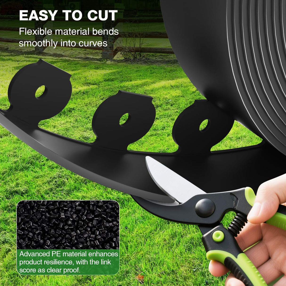 MIXC 100ft Landscape Edging Kit with 150 Spikes, Not Digging Flexible Plastic Edge Border for Landscaping, Lawn, Garden, Flower Beds, Yard, Paver, Playground, Pathway,3pack, 33ft Each,1.5in high