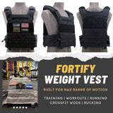 Polyfit (Fortify) Weighted Vest for Strength and Endurance Training, Fitness Workouts, Running, WODs - BLACK