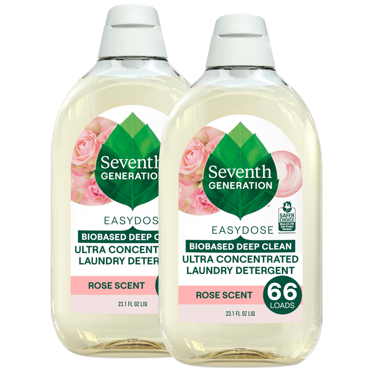 Seventh Generation EasyDose Laundry Detergent Ultra Concentrated Rose Washing Detergent 23 oz, Pack of 2