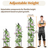 SORANGEUN 1 Pack Garden Obelisk Trellis for Climbing Plants Outdoor, 6FT Adjustable Metal Plant Support with 3 Decorative Tops, Black Rustproof Trellis for Roses, Tomatoes, Clematis & Vines