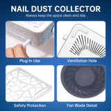 CHRISTINE SHELLY Nail Dust Collector, Powerful Vacuum Fan Vent Dust Collector Extractor Dust Suction Machine for Acrylic Nails Polishing, Nail Salon, White Diamond