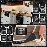 Fourluoo 10 Pcs Farmhouse Kitchen Decor and Accessories Set 4 Kitchen Towels 2 Pot Holders 2 Oven Mitts 2 Rugs for Christmas Thanksgiving Cooking Baking Daughter Mom Gifts(Black,Classic Style)