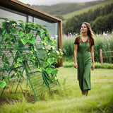 Garvee Outdoor Plant Support Trellis, 4 ft x 4 ft Metal A-Frame with Netting for Tomatoes Cucumbers Peas Beans Grapes, Climbing Vegetable Garden Trellis for Raised Beds, Green