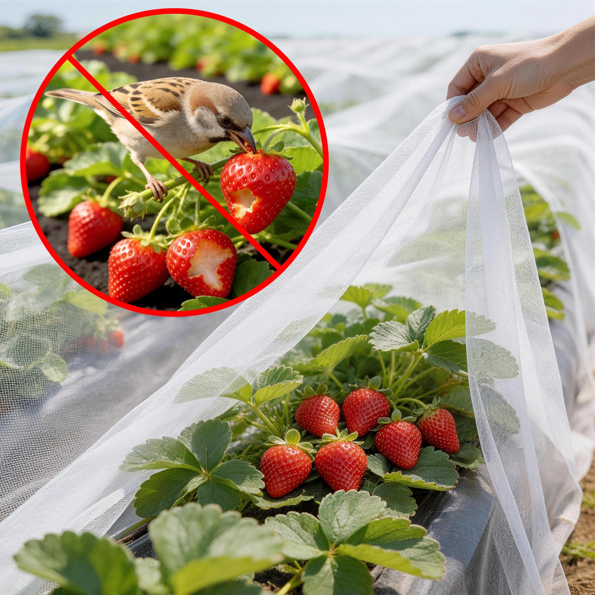 Garden Netting, 10x50Ft Thicken Ultra Fine Mesh Insect Netting, Garden Netting for Raised Beds, Greenhouse Row Cover Barrier for Birds Animals, Garden Mesh Netting for Vegetable Flowers Fruits