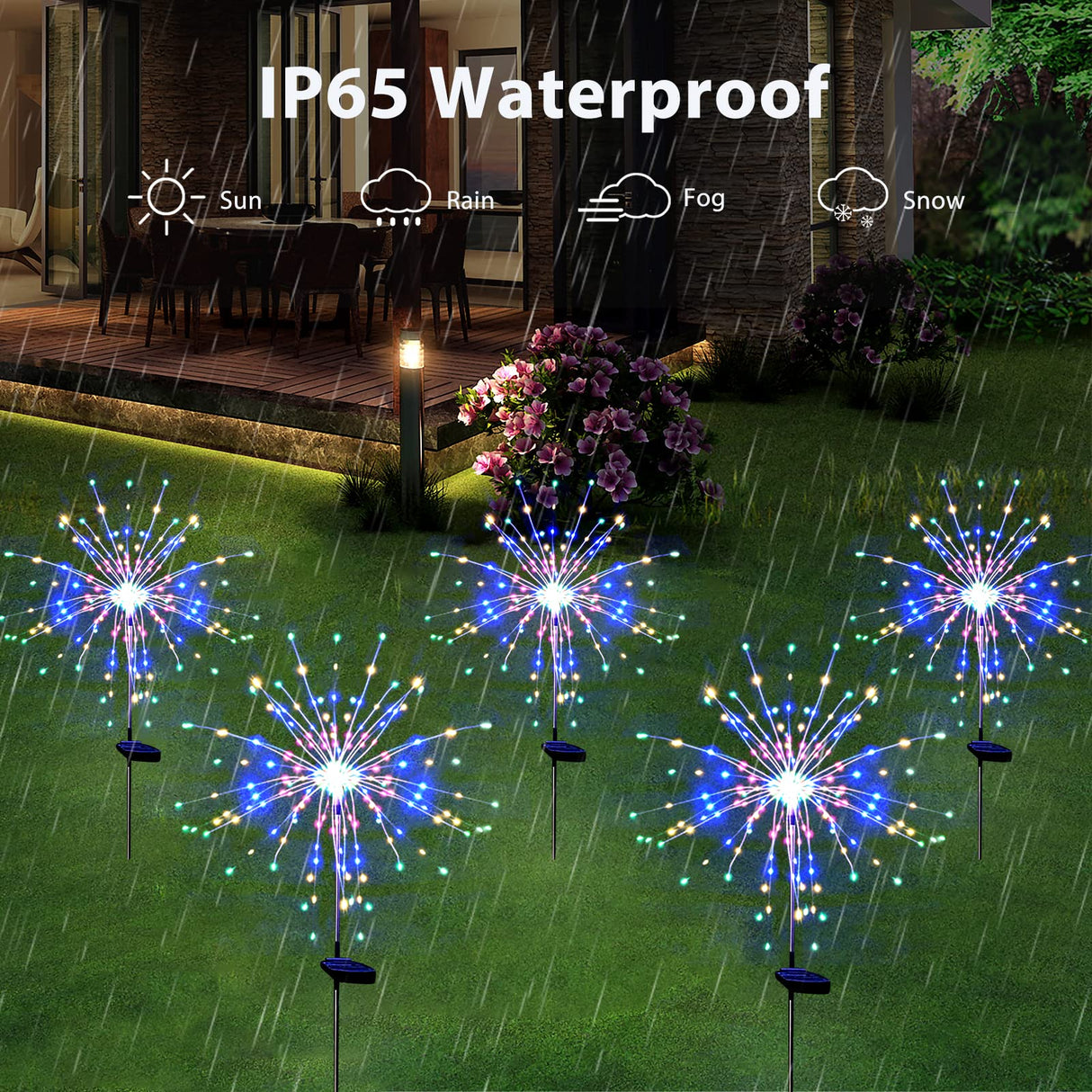 SolarEra Solar Garden Firework Lights Outdoor Waterproof 6 Pack, 120 LED Sparklers, Colorful, for Patio, Backyard, Sidewalk, Christmas, Parties