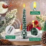 Flameless Candles with Remote – 4 Pack Christmas Tree Candles, Battery Operated Snowy Tree Design, 3D Flickering Flame, Safe Holiday Home Decor for Christmas Decorations & Gifts