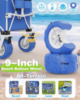 Holacamking 59"L Beach Wagon with 9×4" Big Sand Wheels, Expandable Tailgate