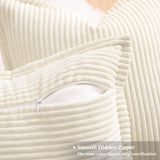 decorUhome Christmas Corduroy Cream White Throw Pillow Covers 22x22 Set of 2 Decorative Soft Boho Farmhouse Euro Couch Pillow Covers for Living Room Bed Sofa Broadside Striped Pillow Cases