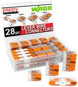 WAGO 221 Lever Nuts 28pc Compact Splicing Wire Connector Assortment with Case | Includes 221-2401, 221-412, 221-413, 221-415