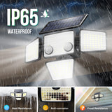 LYWALT Solar Lights Outdoor - 3000LM 188 LED Motion Sensor Outdoor Lights, 4 Heads IP65 Waterproof Powered Security Flood Lights, 270°Wide Lighting Angle Wall Light with Sensors for Backyard (4 Pack)