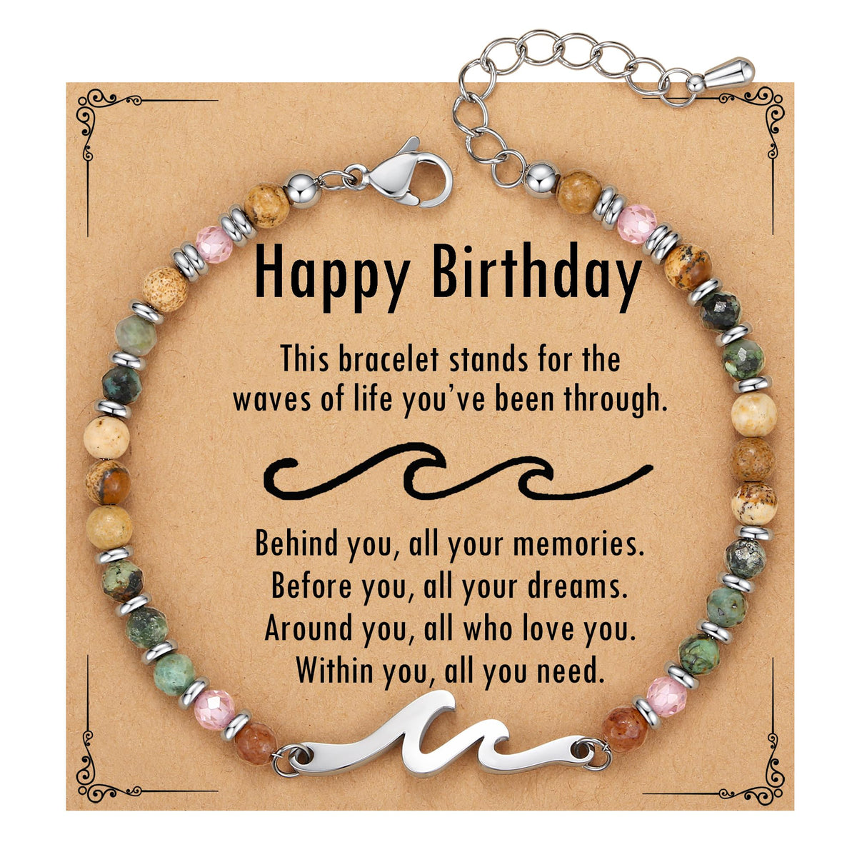 TONY & SANDY Birthday Gifts for Women, Unique Bday Wave Bracelet