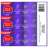 Colgate Optic White Purple Toothpaste for Whitening, Enamel-Safe Mint, 3 Pack, 4.2 oz