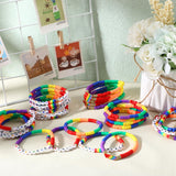 Tondiamo 30 Pcs Rainbow Gay Pride Bracelets LGBT Support Wristbands for Pride Day Month Parades Decorations Party Supplies Christmas Gifts(Peace)