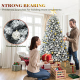 YITAHOME Prelit Snow Flocked Artificial Full Christmas Tree 6ft with Remote Control, Christmas Pine Tree with 11 Light-Modes, 1000 Branch Tips, and Foldable Base for Home, Party Decoration