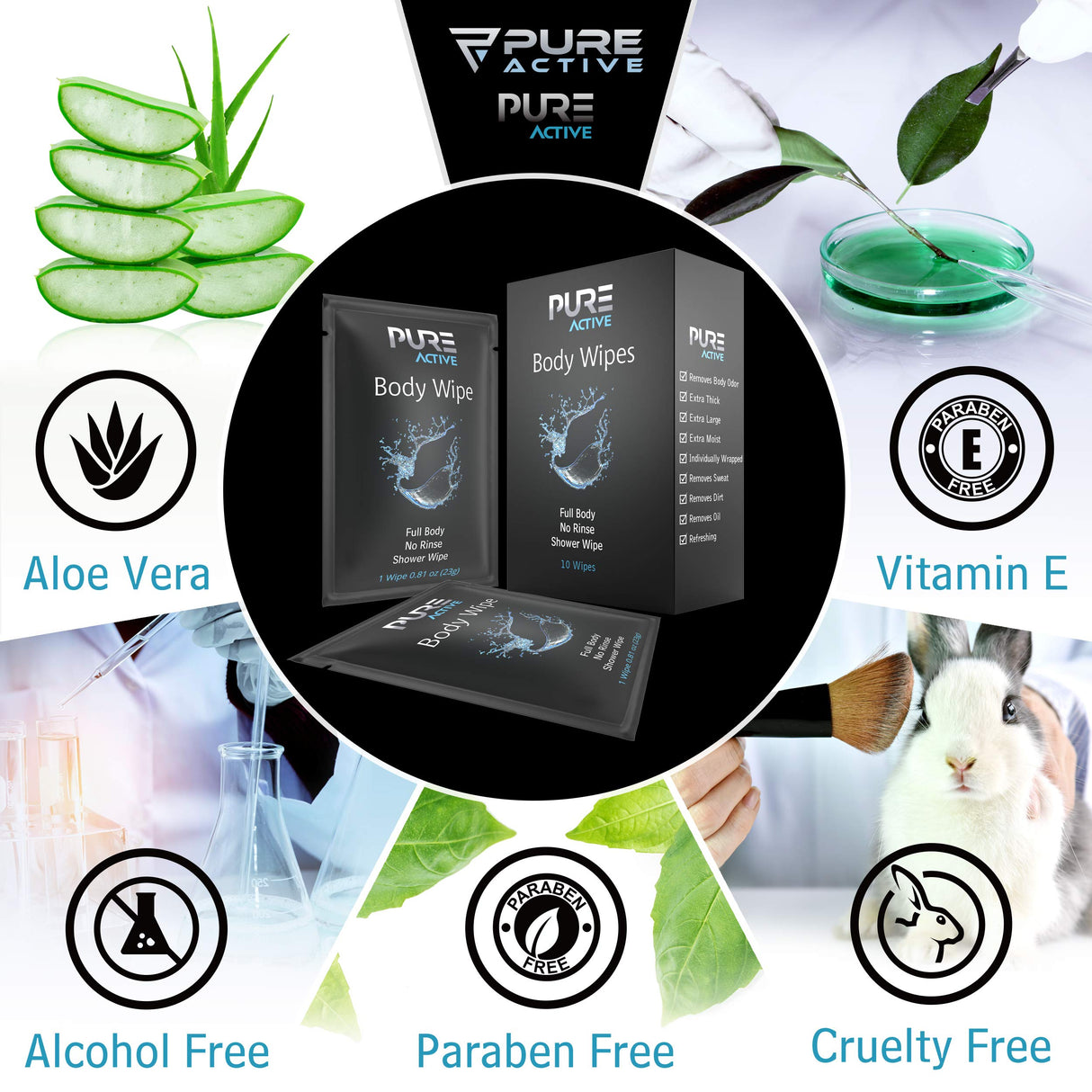 Shower Body Wipes, 60 Individually Wrapped Personal Hygiene Body Wipes for Women and Men, Keep Clean After Gym Travel Camping Outdoors Sports