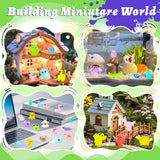 Meediock 150 Pcs Mini Resin Animals Variety Pack Tiny Animals Miniature Figures Luminous Figurines for Dollhouse Micro Landscape Aquarium Potted Fairy Garden DIY Decor