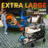 Overmont 200L Collapsible Wagon with Tailgate, 300 lb Heavy Duty Cart
