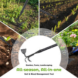 Lilyvane Garden Hoe, 2 in 1 Weeding Hoe and Cultivator Soil Tiller, 66" Long, Heavy Duty Hoe Garden Tool for Weeding, Loosening Soil, Cultivating, Gardening