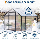 6X10 FT Greenhouse for Outdoors, Polycarbonate Flower Greenhouse with Roof Vent, Push-Pull Lockable Door, Aluminum Walk-in Greenhouses for Outside Garden Backyard, Patio, Lawn, Black