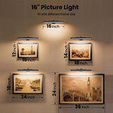 Craftersmark Dimmable Cordless Picture Light for Wall 16in, 5000mAh Rechargeable Battery Wall Sconce Art Light, CRI 95+ 350LM Wall Light for Gallery Artwork, Paintings, Photo,Portraits - Black