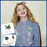 Junkin 12 Pcs Women Brooches Bulk Vintage Rhinestone Pin Set,Flower