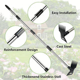 Weed Puller Tool 58" Telescoping, 2-in-1 Adjustable Manual Weeders Garden Hoe & Weed Rake, Long Handle Ergonomic Weeding Tool for Lawn, Garden & Yard Includes Work Gloves