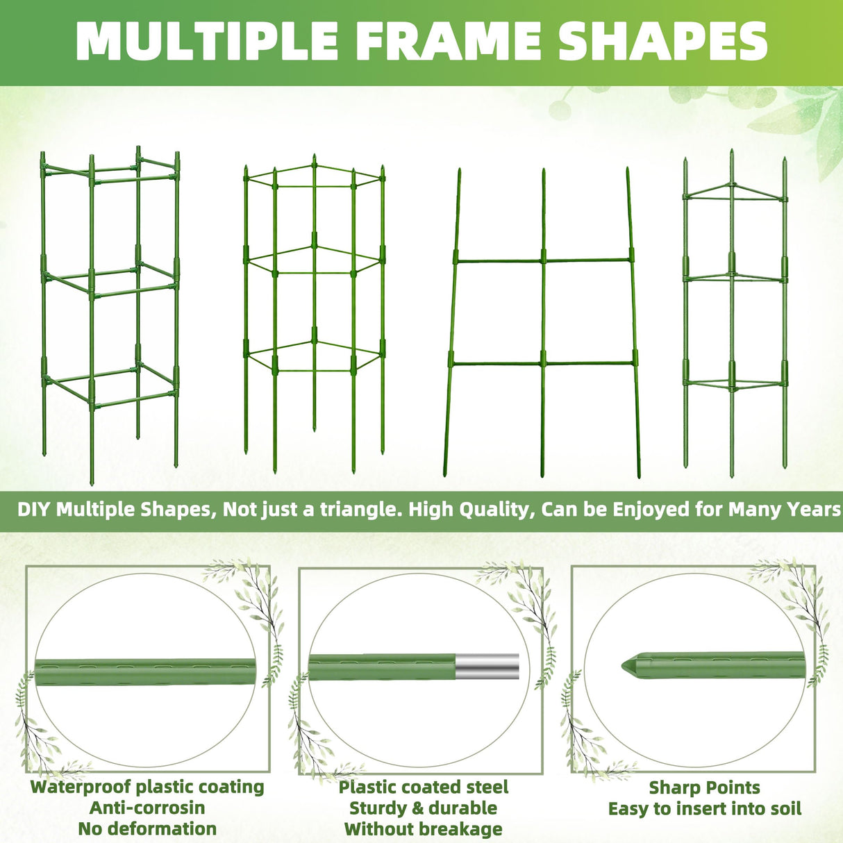 EWPJDK 6-Pack Tomato Cage for Garden Plant Support 48 INCH Garden Stakes Adjustable Tomato Cage for Climbing Plants Pots Vegetables Flowers Fruits (6, 48 Inches)