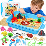 Pakimio Dinosaur Sensory Sand Kit, Lidded Dino Sensory Bin Sandbox for Kids