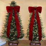 Christmas Decorations - Christmas Decor - 6 Ft Giant Bows for Christmas Tree - Big Red Velvet Bow for Tree Topper Window Wall Mantle - Indoor Home Room Party Valentines Xmas Decoration