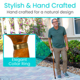 Vive Wooden Walking Stick Cane - for Men, Women, & Seniors - 36 Inch Single Point Rubber Tip with Willow Handle - Ergonomic Grip for Balance & Stability - Lightweight Elderly Assistance Product (Wood)