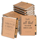INSADA 30 Sets Bulk Christian Spiral Notebooks with Bamboo Pen Prayer Journal, Small Notepad (5.43”x4.33”) - Christmas Gifts for Church Members, Bible Study Groups & Church Families