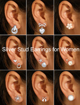 75 Pairs Gold Stud Earrings Set for Women, Trendy Hypoallergenic Pearl Cubic Zirconia Multiple Piercings Earrings Packs, Stud Hoops Earrings for Gift Jewelry