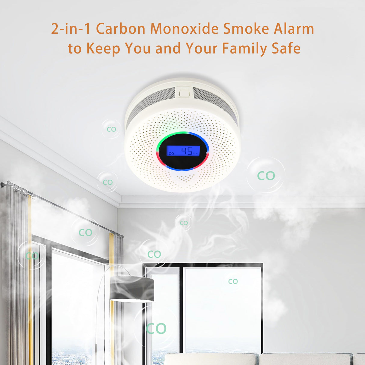 JAEHSKA Upgraded Interlinked Smoke and CO Detector Battery Powered&10-Year Battery Wireless Interconnected Smoke and CO Alarm, Home Fire & CO Safety Protection (Include Battery)(1Pack)