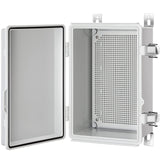 Gratury Junction Box, IP67 Waterproof Plastic Enclosure for Electrical Project, Hinged Grey Cover, Includes Mounting Plate and Wall Bracket (Grey Cover, 11.4"×7.5"×5.5")