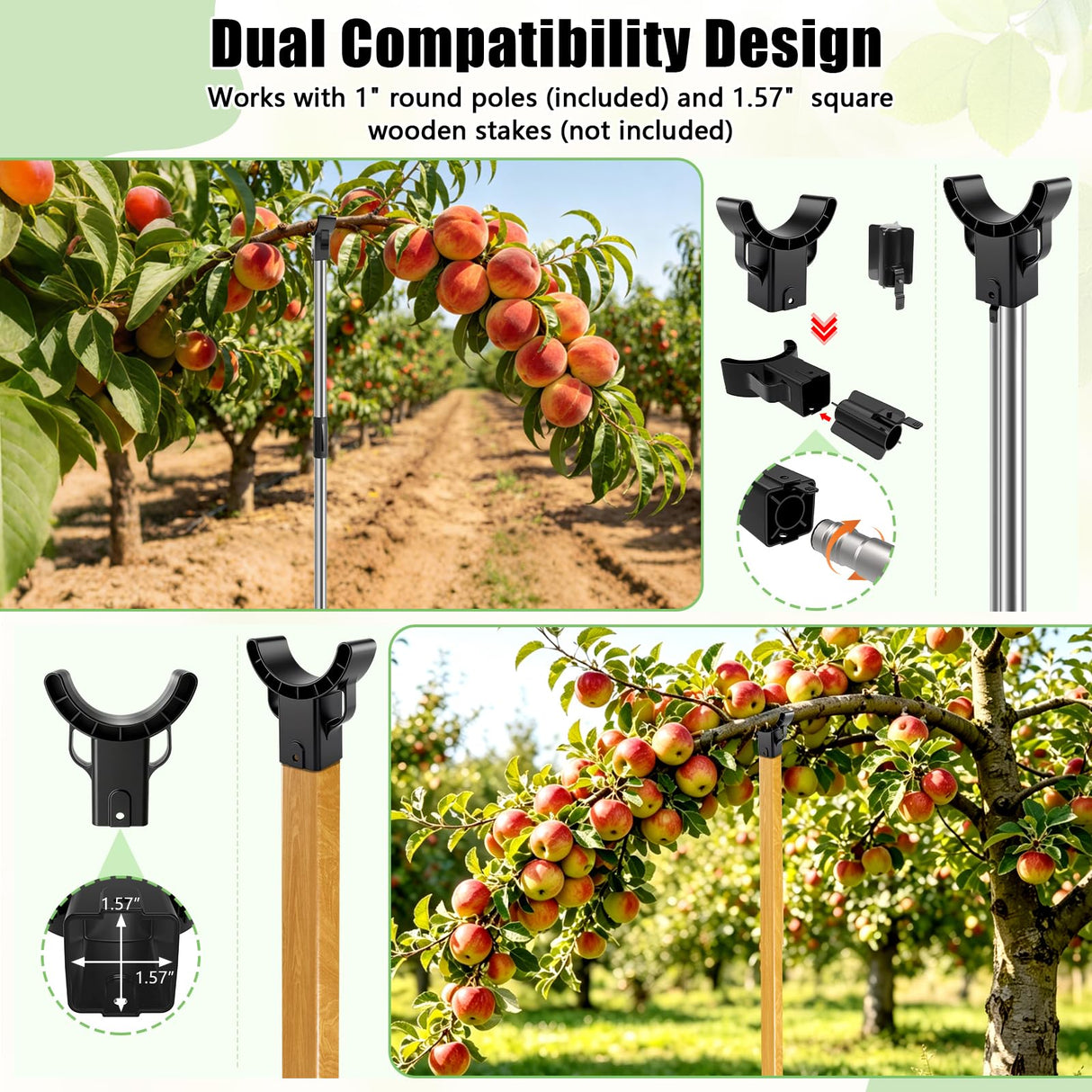 4 Set Adjustable Tree Branch Support, 18"-60" Tree Support Pole with Crutch