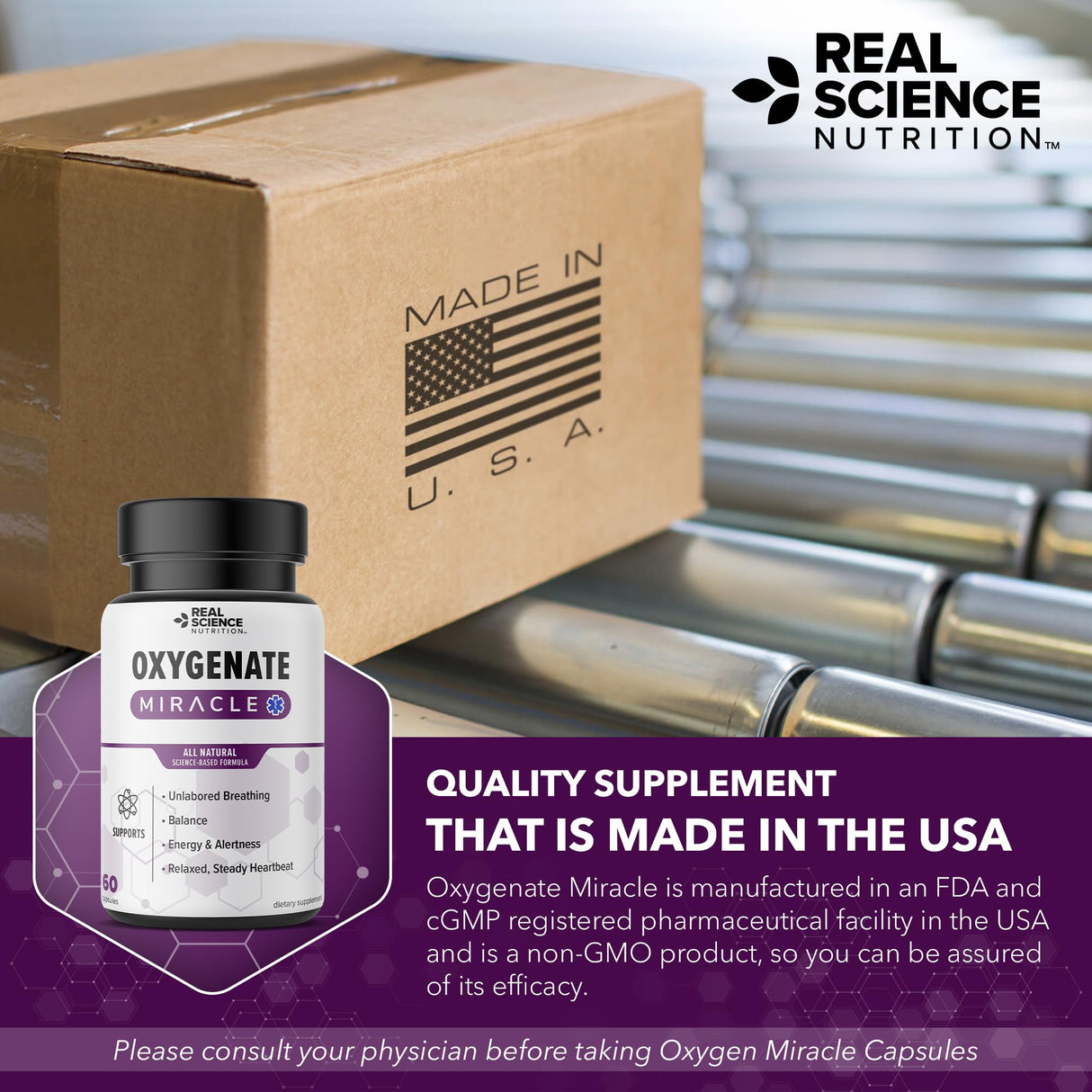 Real Science Oxygenate Miracle – Lung Support Supplement to Help Relieve Wheezing, Shortness of Breath, Rapid Heart Rate & Fatigue – Improves Circulation for Clear Lungs & Breath Support, 60 Caps